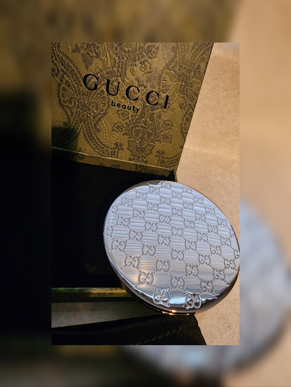 Gucci Silver Monogram Compact Makeup Mirror New In Box - Picture 7 of 13